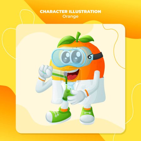 Niedliche orange Charakter als Wissenschaftler. Perfekt für Kinder, Fanartikel und Aufkleber, Bannerwerbung oder Blo