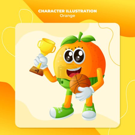 Cute orange character playing basketball. Perfect for kids, merchandise and sticker, banner promotion or blo
