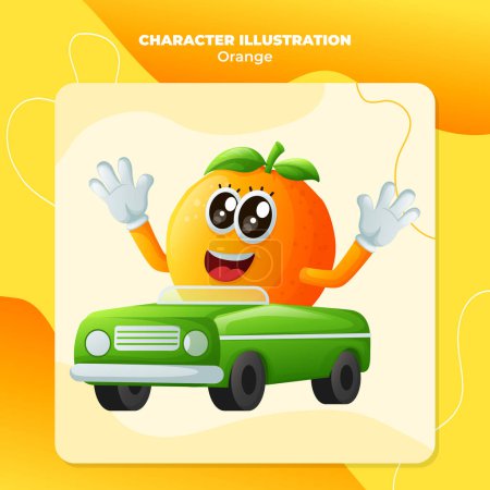 Cute orange characters playing with car toy. Perfect for kids, merchandise and sticker, banner promotion or blo