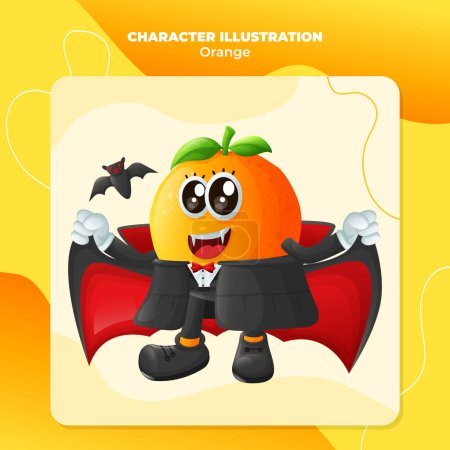 Cute orange character dressed as a vampire. Perfect for kids, merchandise and sticker, banner promotion or blo