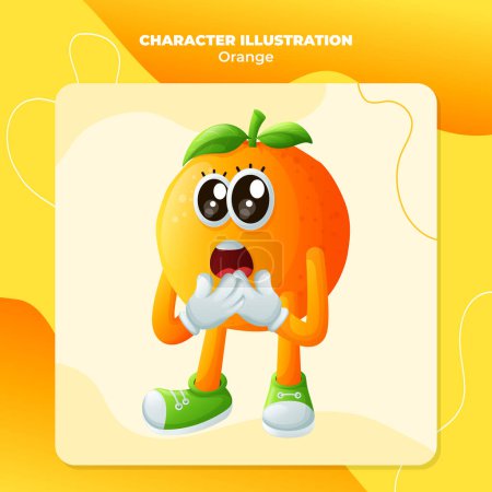 Cute orange character with a surprised face and open mouth.  Perfect for ki