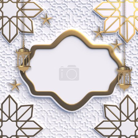 Photo for Ramadan Karem gretting card empty space minimalist design with gold and white color modern design - Royalty Free Image