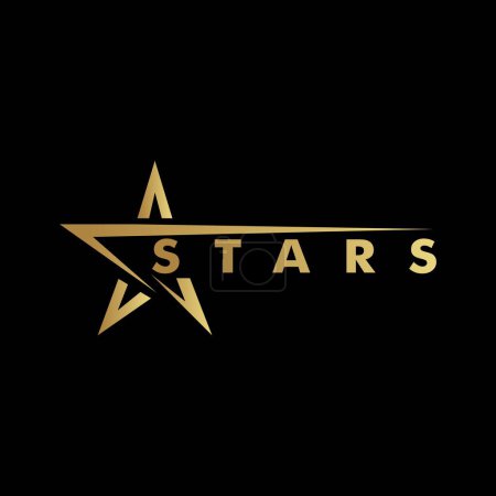 Illustration for Gold Star Logo On Black Background - Royalty Free Image