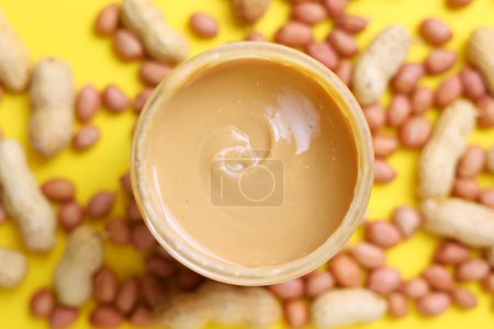Photo for Peanut butter on a colored background. High quality photo - Royalty Free Image