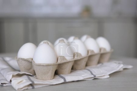 Photo for Fresh farm eggs in the kitchen. High quality 4k footage - Royalty Free Image