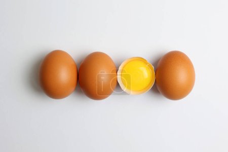 Photo for Fresh farm chicken eggs on a white background. High quality photo - Royalty Free Image