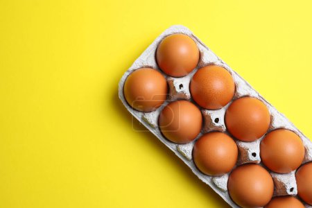 Photo for Fresh farm eggs on a colored background. High quality photo - Royalty Free Image