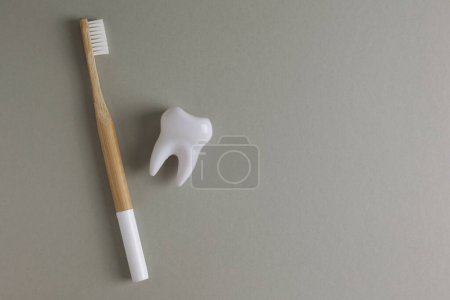 Photo for Oral hygiene products on a colored background with space for text . High quality photo - Royalty Free Image