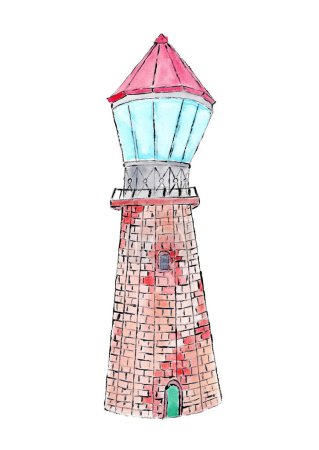 The lighthouse. Watercolor illustration.