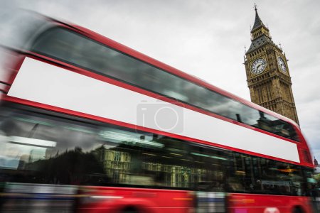 Photo for Concept of double decker bus near big ben with space for commercial - Royalty Free Image