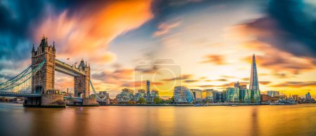 Photo for Tower Bridge panorama at sunset in London,. England - Royalty Free Image