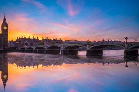 Photo for Westminster Bridge and Big Ben at sunset in London. United Kingdom - Royalty Free Image