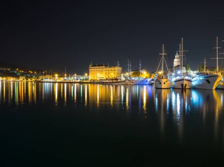 Split harbour at night. Croatia