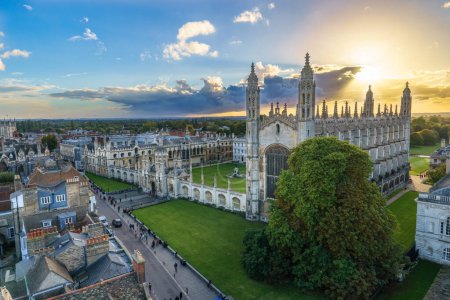 Photo for Aerial view of Cambridge at sunset. England - Royalty Free Image