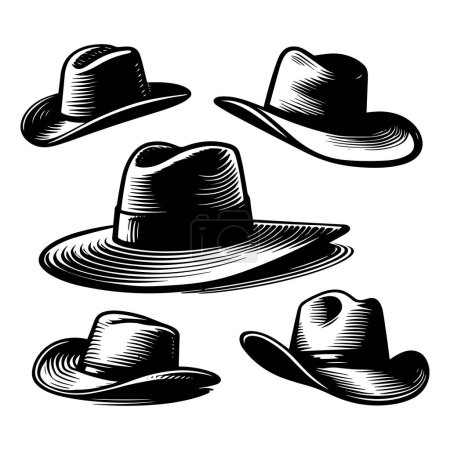 Ilustración de Conjunto de silueta de sombrero - Imagen libre de derechos