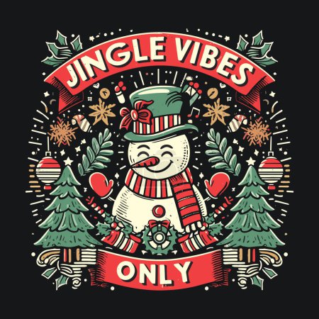 Ilustración de Vector de diseño de camiseta de Jingle Vibes Only - Imagen libre de derechos