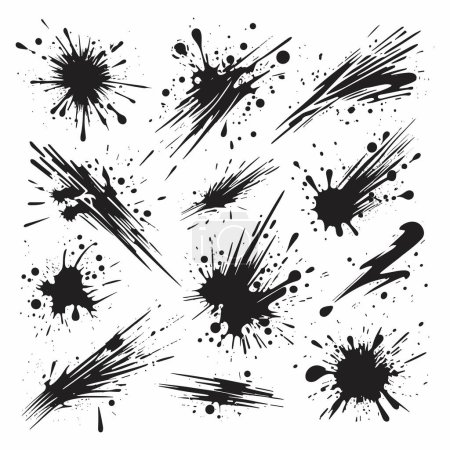 Set of ink splashes on a white background, Vector illustration.