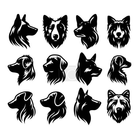 Illustration for Set of dog silhouettes isolated on a white background, Vector illustration. - Royalty Free Image