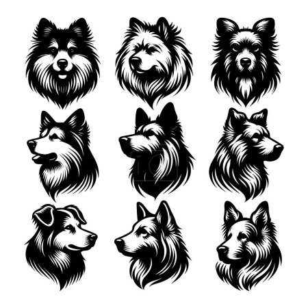 Illustration for Set of dog silhouettes isolated on a white background, Vector illustration. - Royalty Free Image