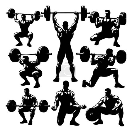 Silhouette set of weightlifter