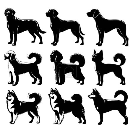 Illustration for Silhouette set of dogs. Vector isolated illustration - Royalty Free Image