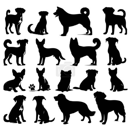 Silhouette set von hunden. Vektor isolierte Illustration