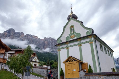 Photo for Church in the center of San Cassiano, Dolomites - Royalty Free Image