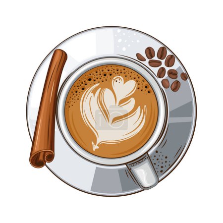 Ilustración de Copa de café vista superior Cappucino - Imagen libre de derechos