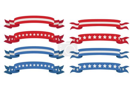 Illustration for 4th of July Patriotic Concept. Independence Day design element. Ribbons in Patriotic colors - Royalty Free Image