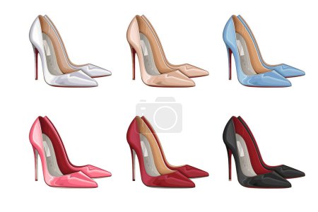 Illustration for Fashion Women shoes, High Heels, Stiletto shoes. Perfect for Fashion Blog. Trendy Design  Female Shoes - Royalty Free Image