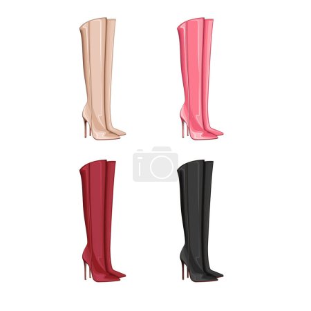 Illustration for Fashion Women shoes, High Heels Boots, Luxury Shoes. Footwear Collection. Fashion Blog Design Concept - Royalty Free Image