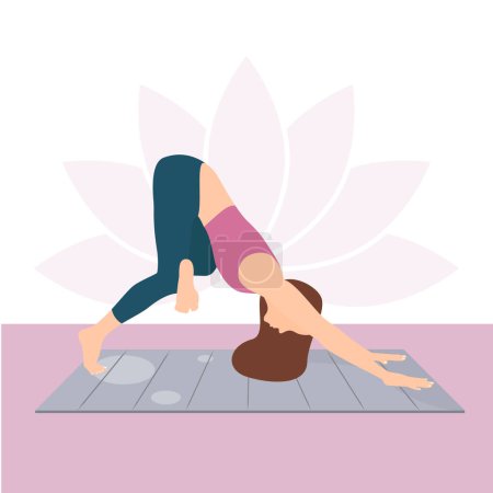 Illustration for Sports girl. Women doing fitness, yoga and stretching. Slim Girl Doing Fitness.  Women practice sports.  Pilates concept - Royalty Free Image