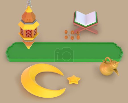 Photo for Ramadan Crescent and Lantern Front Side - Royalty Free Image