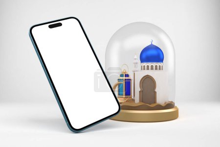Photo for Ramadan Phone 14 With Mosque - Royalty Free Image