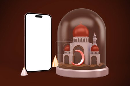 Téléchargez les photos : Ramadan Téléphone 14 avec mosquée - en image libre de droit