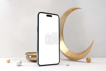 Photo for Ramadan Phone and Crescent - Royalty Free Image