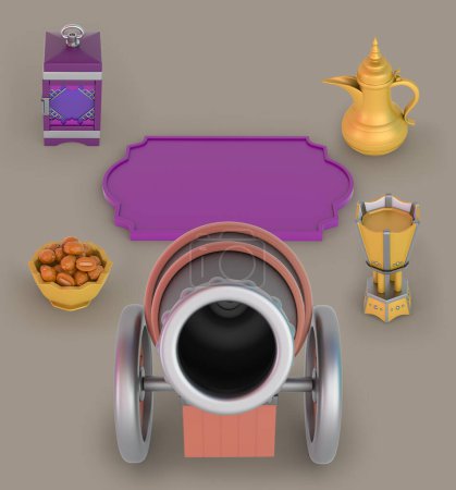 Photo for Ramadan Frame and Cannon with Dates - Royalty Free Image