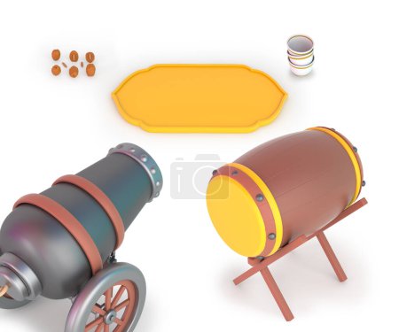 Photo for Ramadan Frame and Cannon with Drum - Royalty Free Image