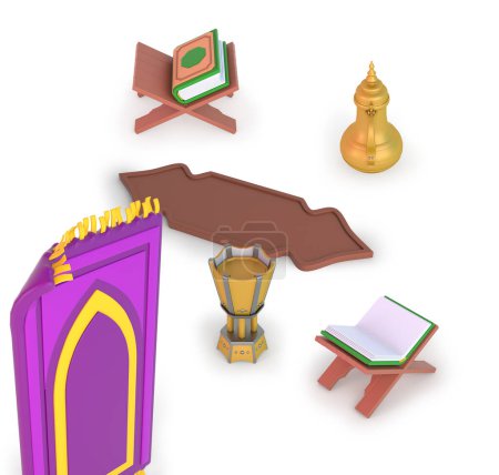 Photo for Ramadan Frame and Coffee Pots with Quran - Royalty Free Image