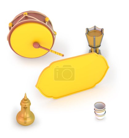 Photo for Ramadan Frame and Drum with Coffee Pot - Royalty Free Image