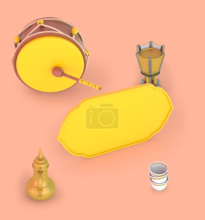 Téléchargez les photos : Ramadan Cadre et tambour avec pot de café - en image libre de droit