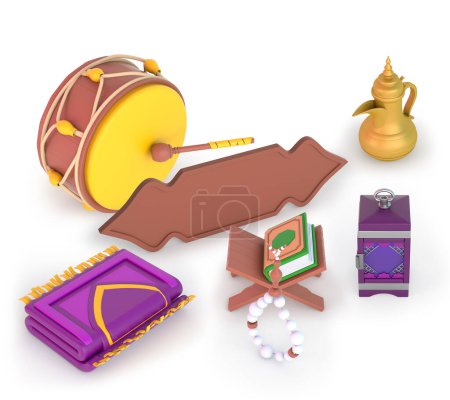 Photo for Ramadan Frame and Drum with Quran - Royalty Free Image