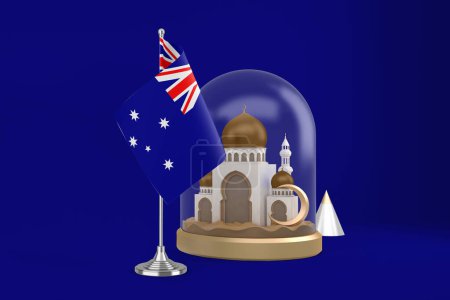 Téléchargez les photos : Ramadan Australie Drapeau et mosquée - en image libre de droit