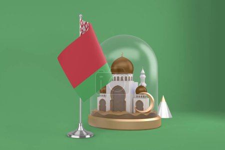 Téléchargez les photos : Ramadan Bélarus Drapeau et mosquée - en image libre de droit