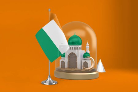 Téléchargez les photos : Ramadan Côte D Ivoire Drapeau et mosquée - en image libre de droit