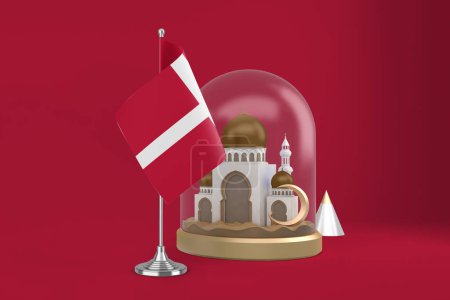 Foto de Ramadán Bandera de Dinamarca y Mezquita - Imagen libre de derechos