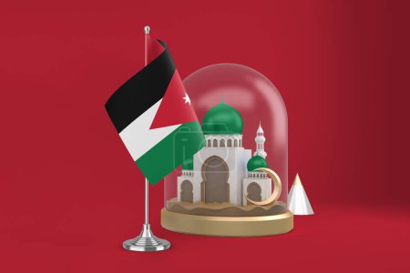 Photo for Ramadan Jordan Flag and Mosque - Royalty Free Image