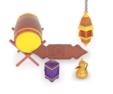 Photo for Ramadan Lanterns and Frame In White Background - Royalty Free Image