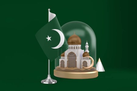 Téléchargez les photos : Ramadan Drapeau et mosquée du Pakistan - en image libre de droit