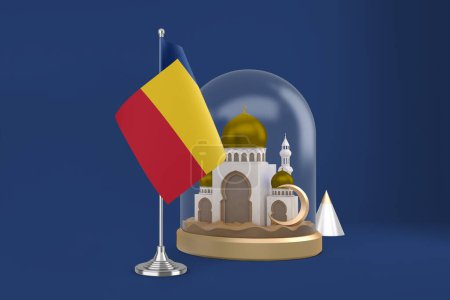 Foto de Ramadán Rumania Bandera y Mezquita - Imagen libre de derechos
